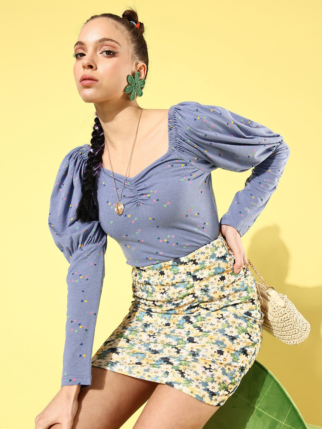 

Roadster Deep Blue Geometric Once Upon a Sleeve Top