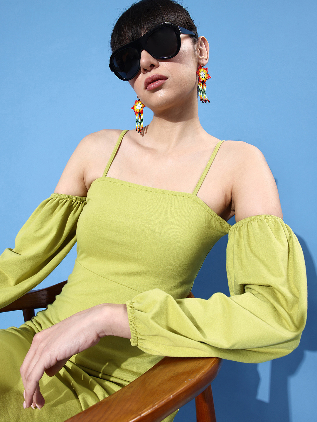 

Roadster Women Green Solid Nuovo Sleeves Dress
