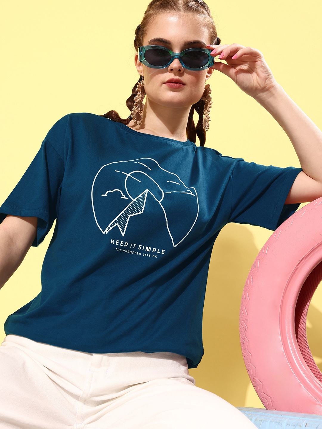 

Roadster Women Tranquil Teal Graphic Better Slogan Tshirt