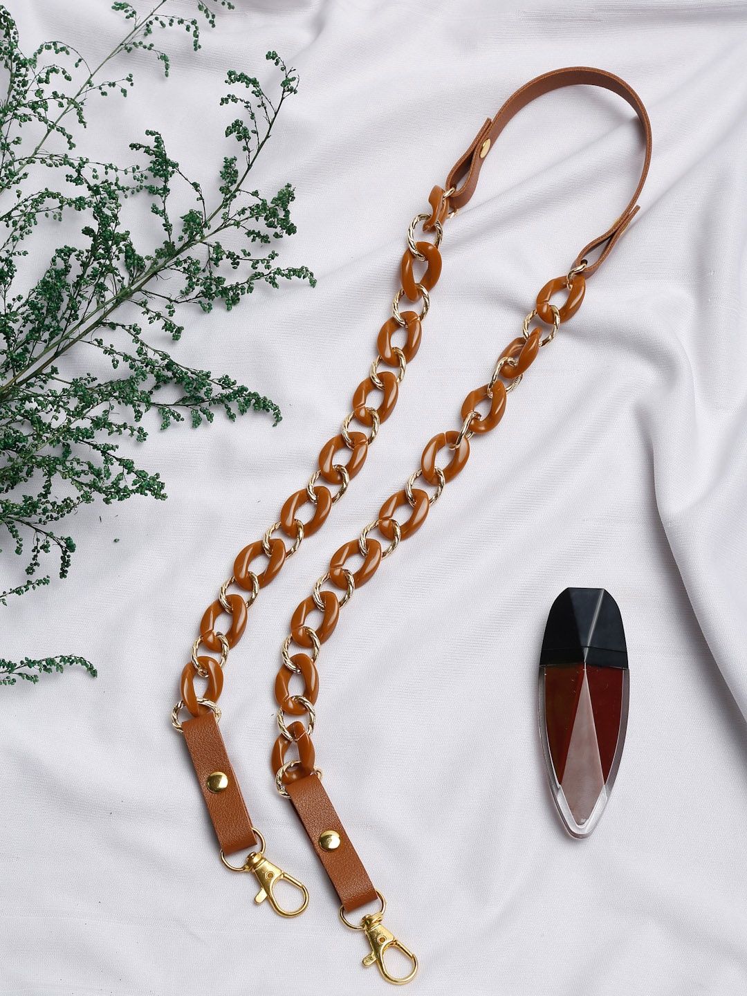 

Ruby Raang Women Pack of 2 Brown & Gold Toned Beaded Mask Chains