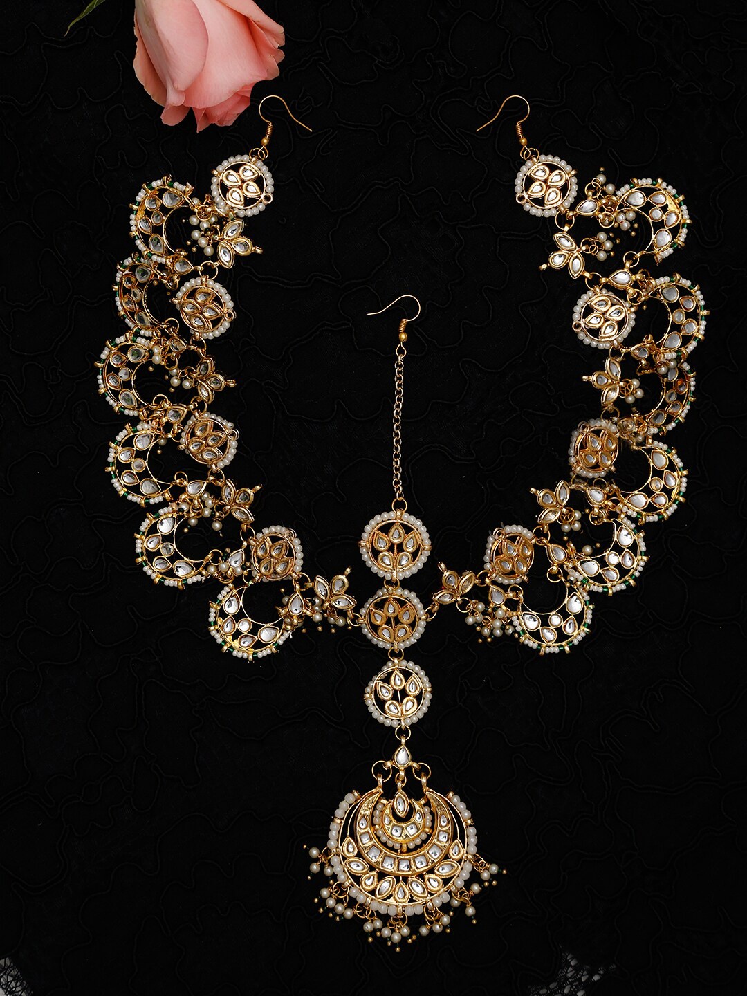 

Ruby Raang Woman Gold Kundan Maharani Matha Patti