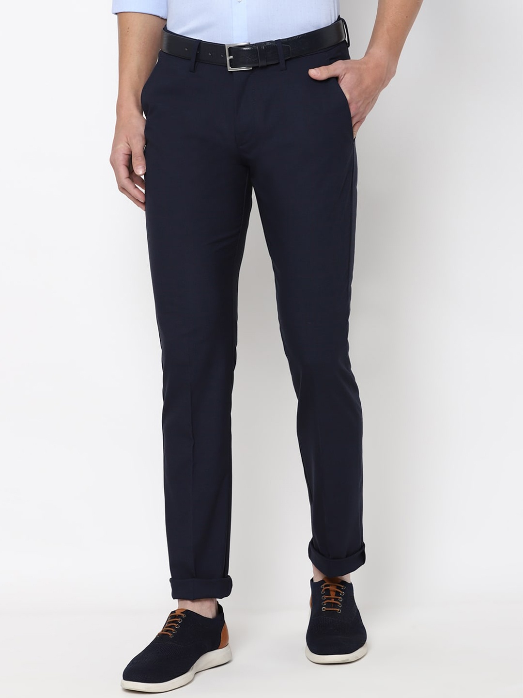 

Allen Solly Men Navy Blue Slim Fit Trousers