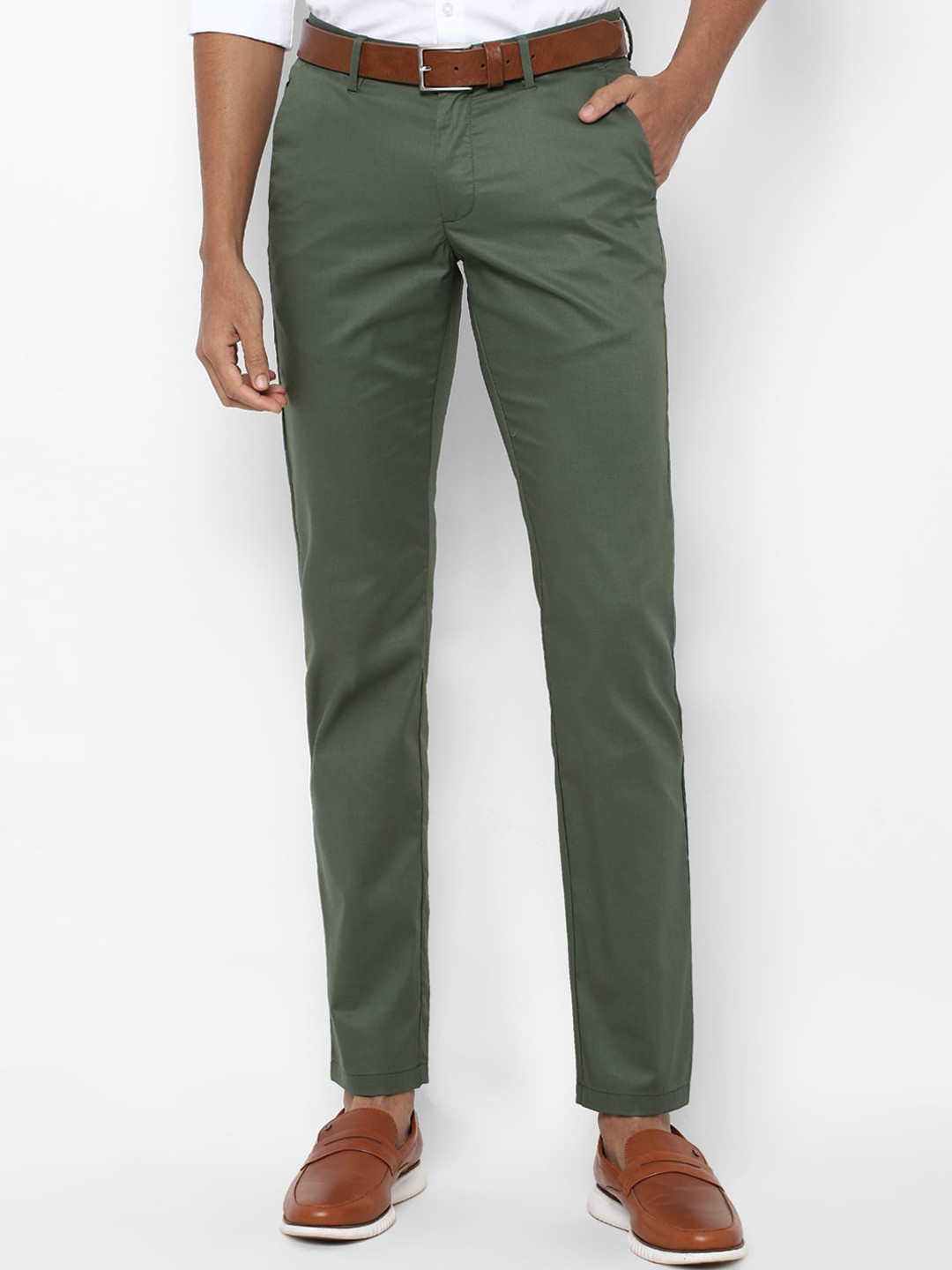 

Allen Solly Men Olive Green Slim Fit Chinos Trousers