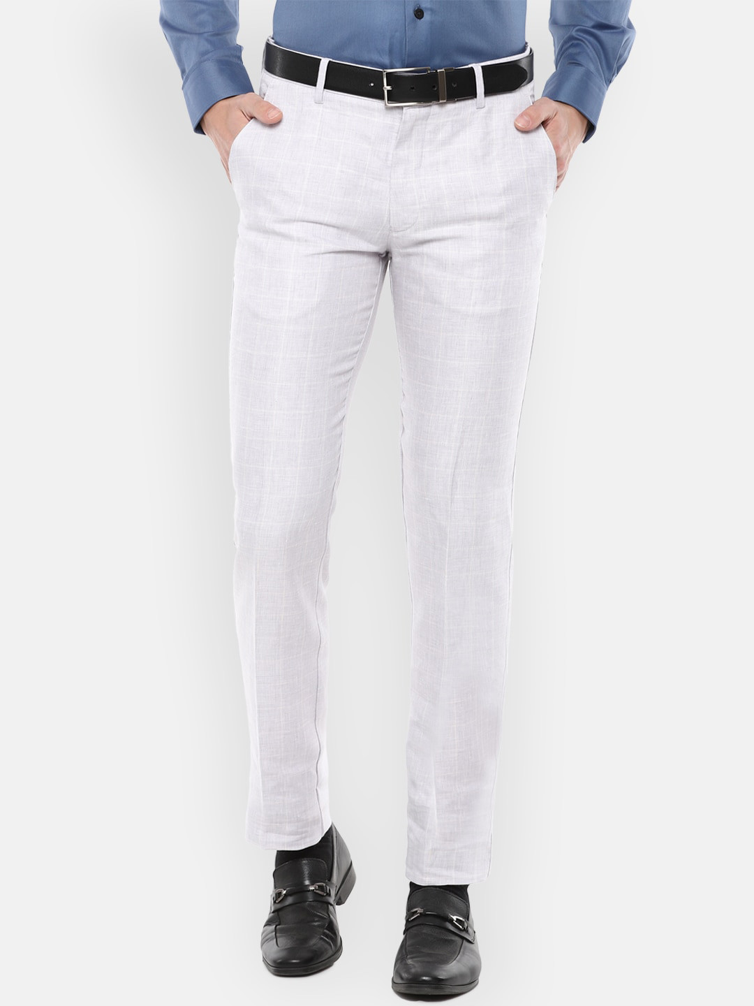 

Louis Philippe Men White Slim Fit Formal Trousers