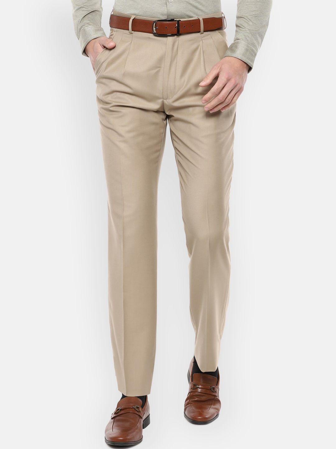 

Louis Philippe Men Khaki Solid Regular-Fit Formal Trousers