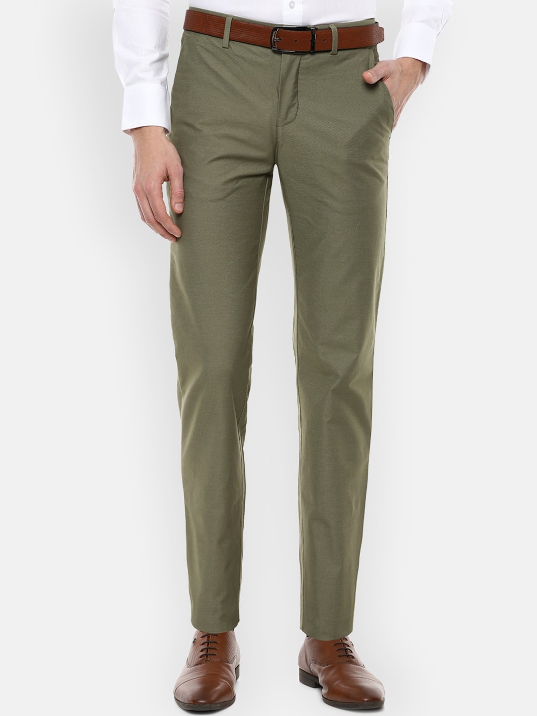 

Louis Philippe Men Olive Green Slim Fit Trousers