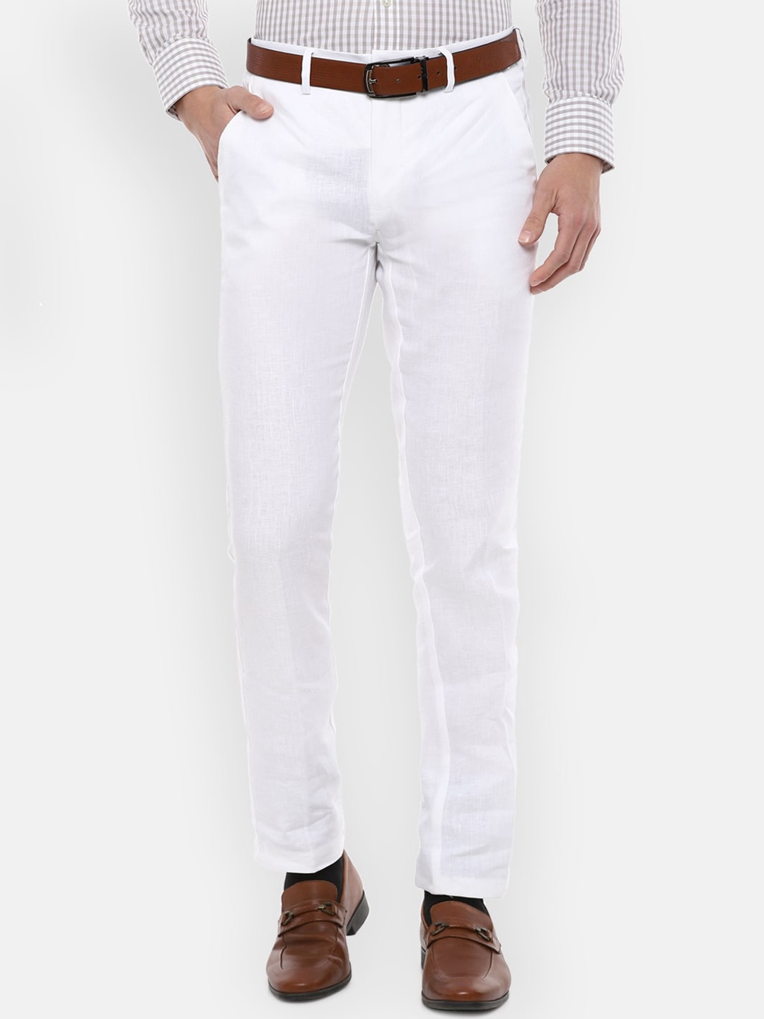 

Louis Philippe Men White Slim Fit Trousers