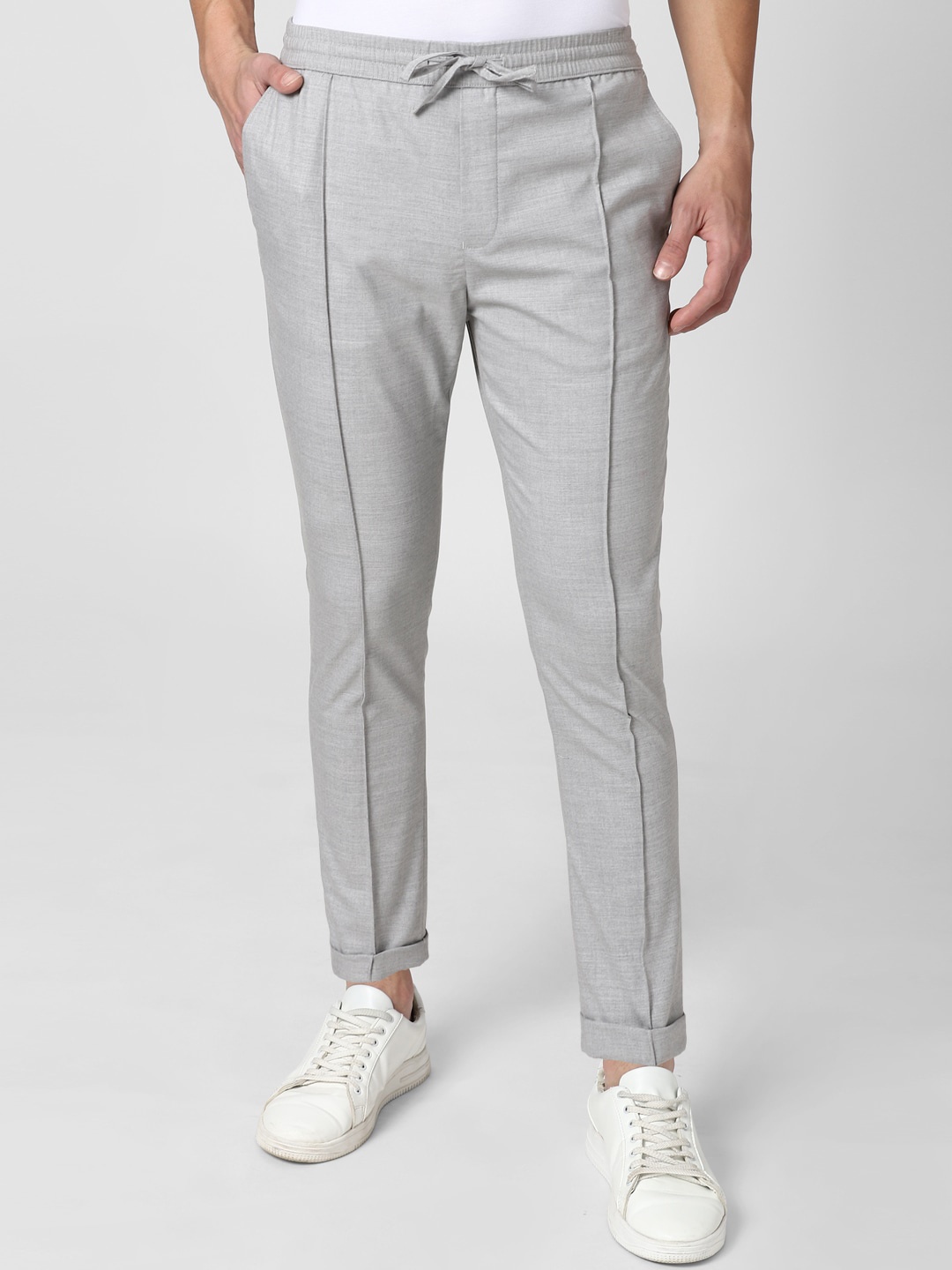 

Peter England Casuals Men Grey Trousers