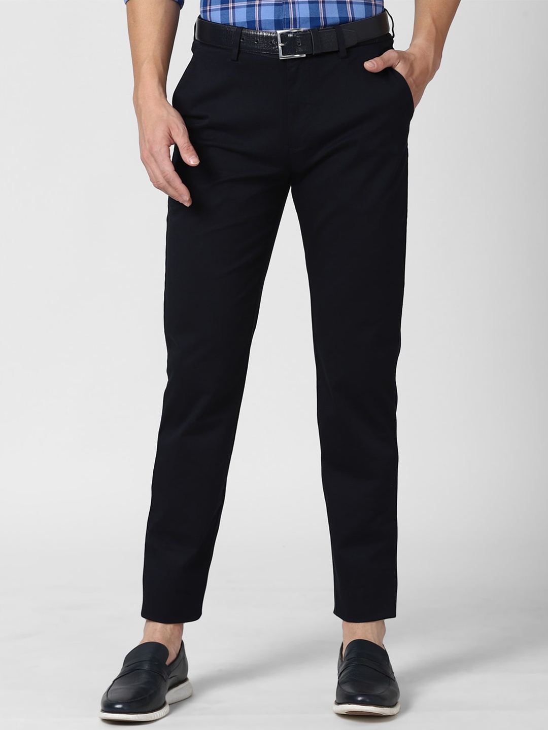 

Peter England Casuals Men Navy Blue Slim Fit Trousers