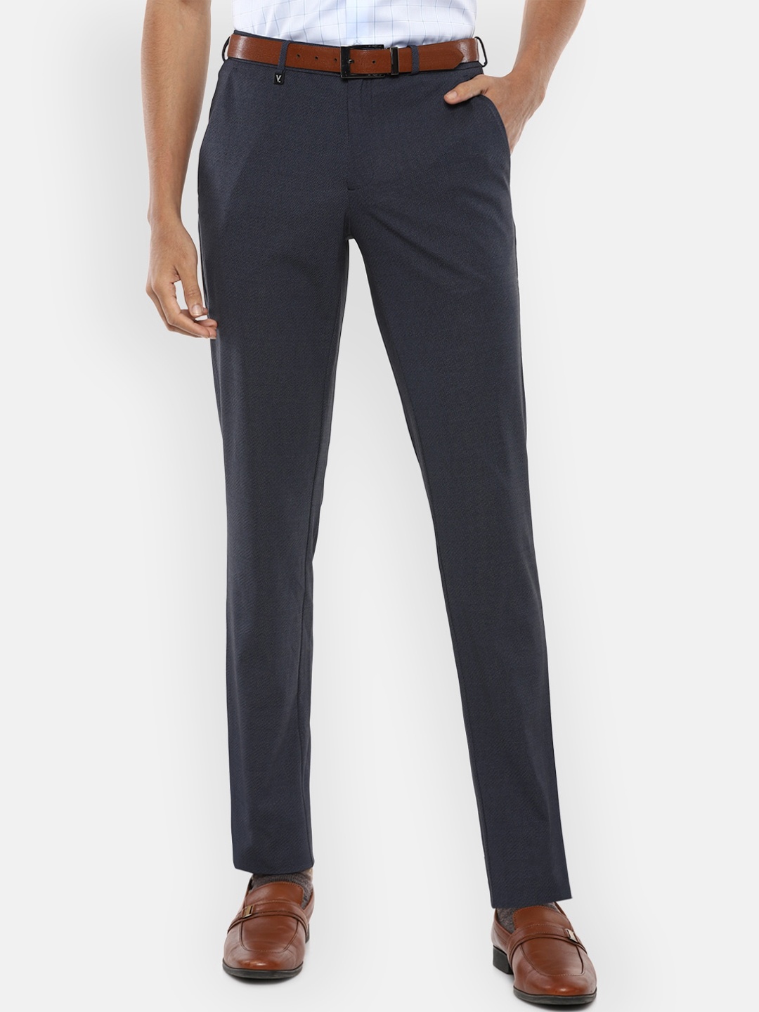 

V Dot Men Navy Blue Skinny Fit Trousers