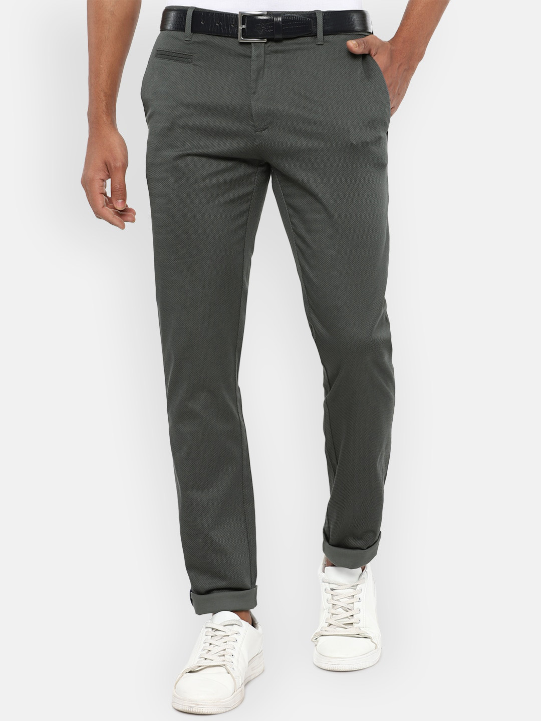 

V Dot Men Grey Skinny Fit Trousers
