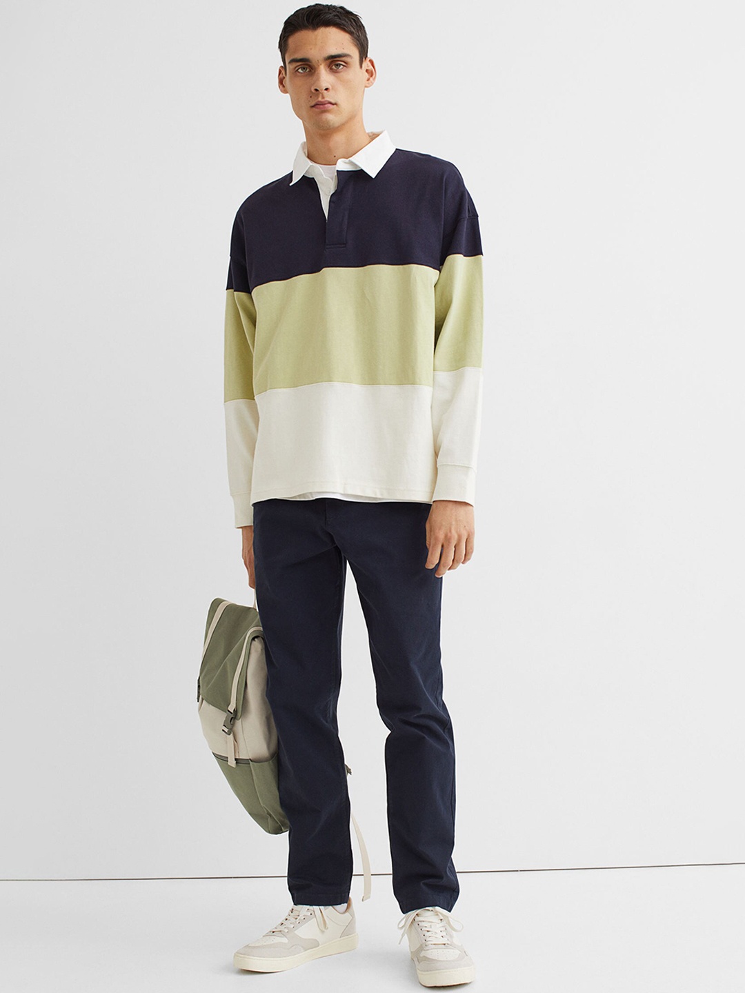 

H&M Men Navy Blue Slim Fit Cotton Chinos