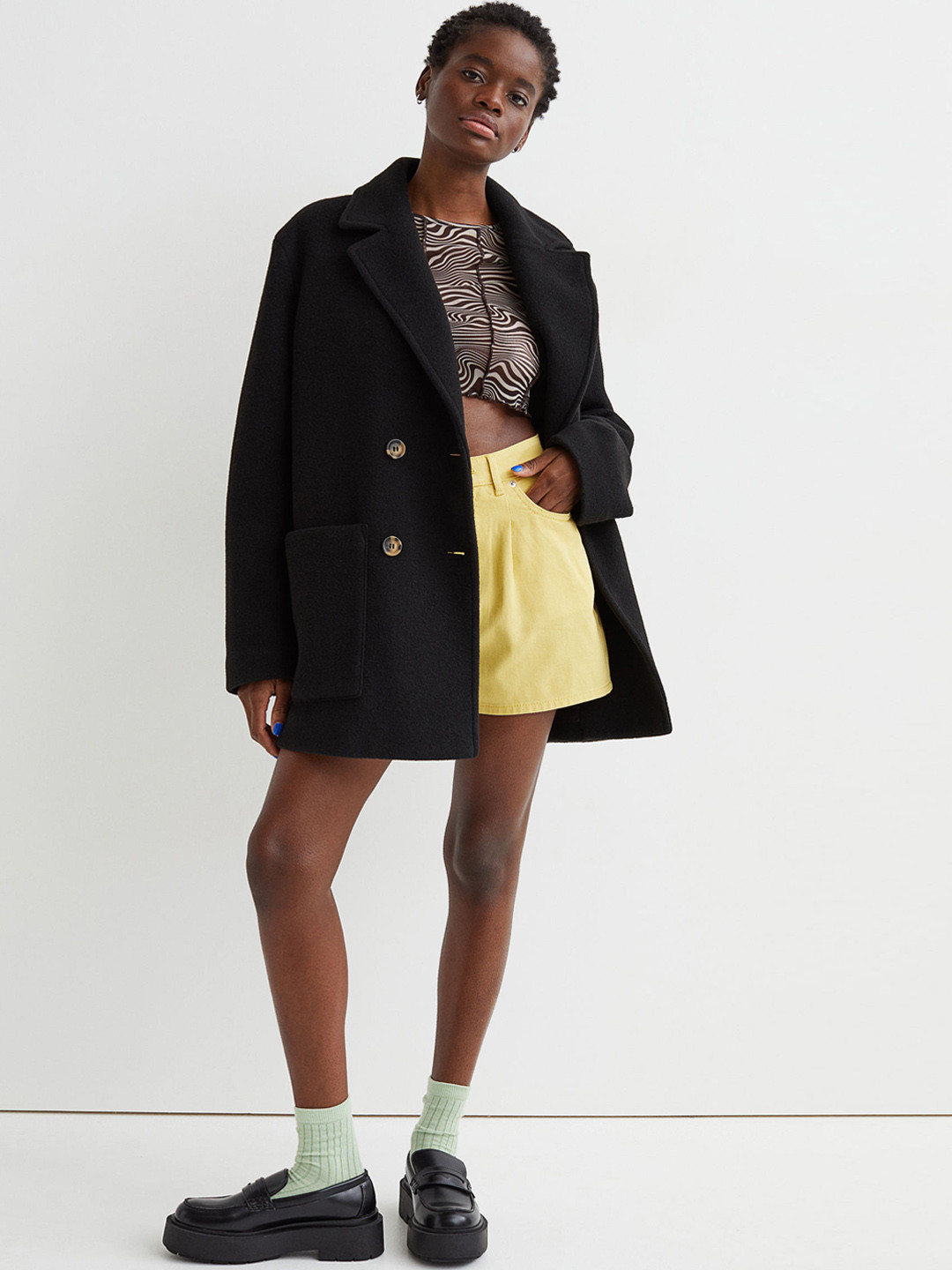

H&M Women Yellow Twill Pure Cotton Shorts