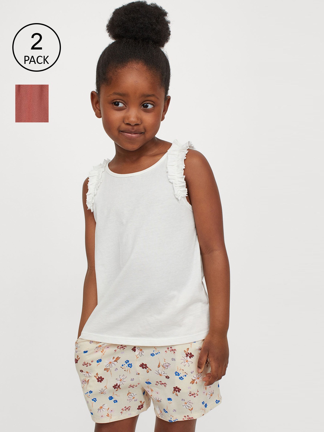 

H&M Girls Red & Beige 2-Pack Shorts