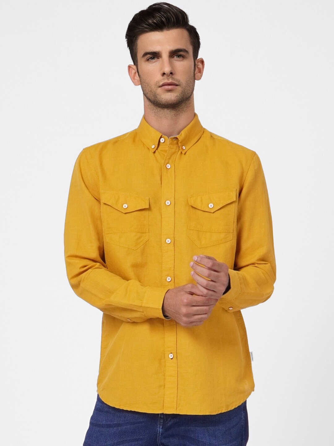 

Jack & Jones Men Yellow Solid Casual Shirt