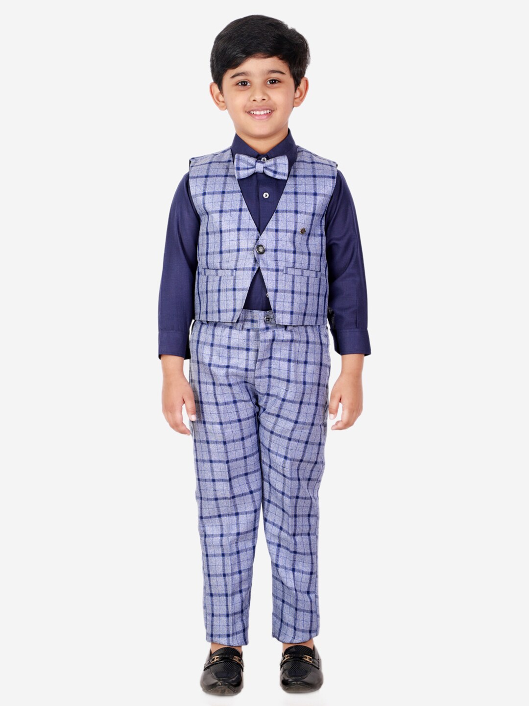 

Pro-Ethic STYLE DEVELOPER Boys Blue 3 Piece Suit Pure Cotton Checked Co-Ords