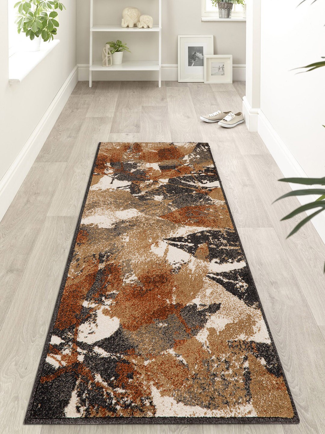 

OBSESSIONS Beige & Brown Abstract Floor Runner