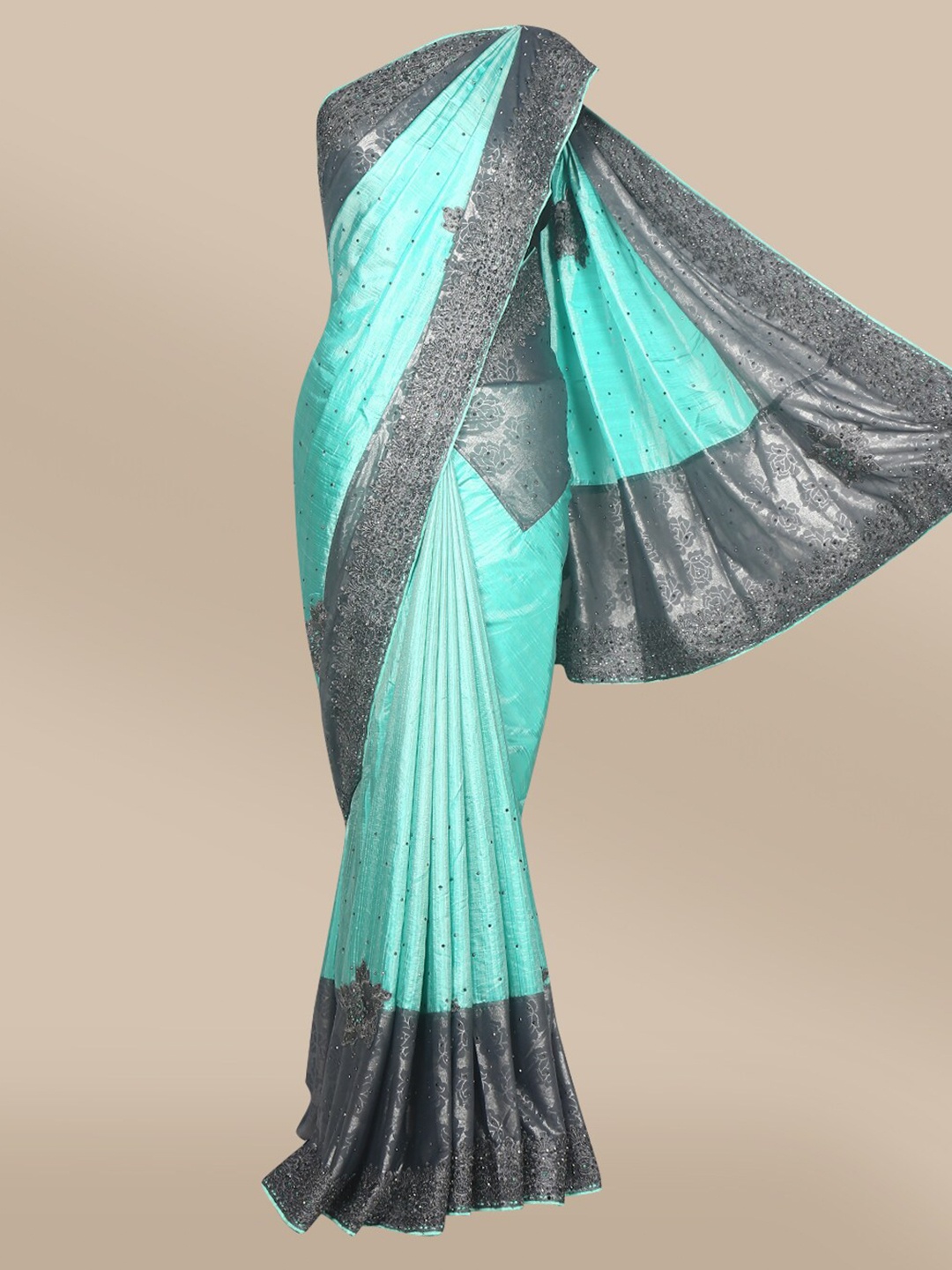 

The Chennai Silks Green Embellished Saree