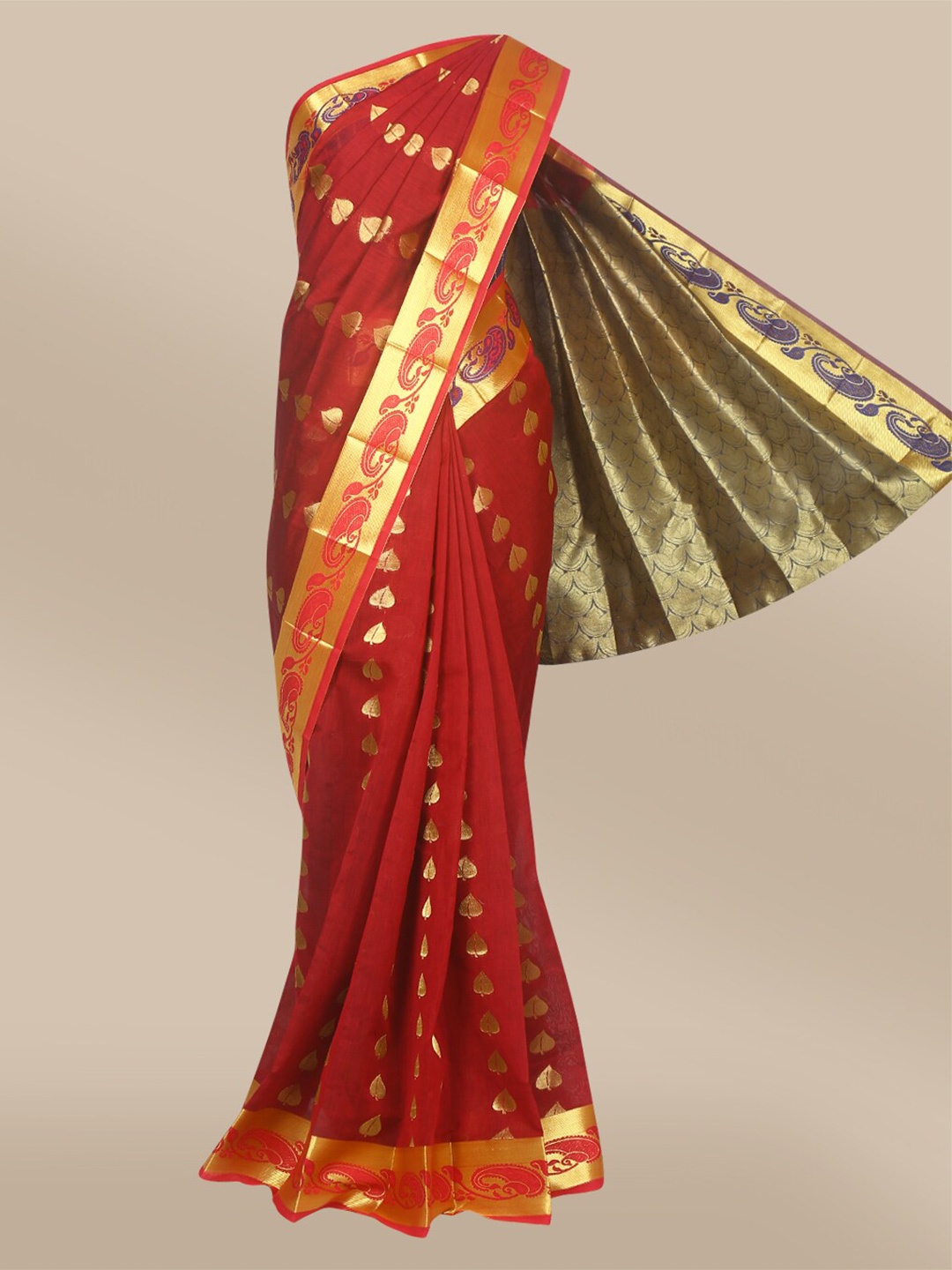 

The Chennai Silks Red Woven Design Saree