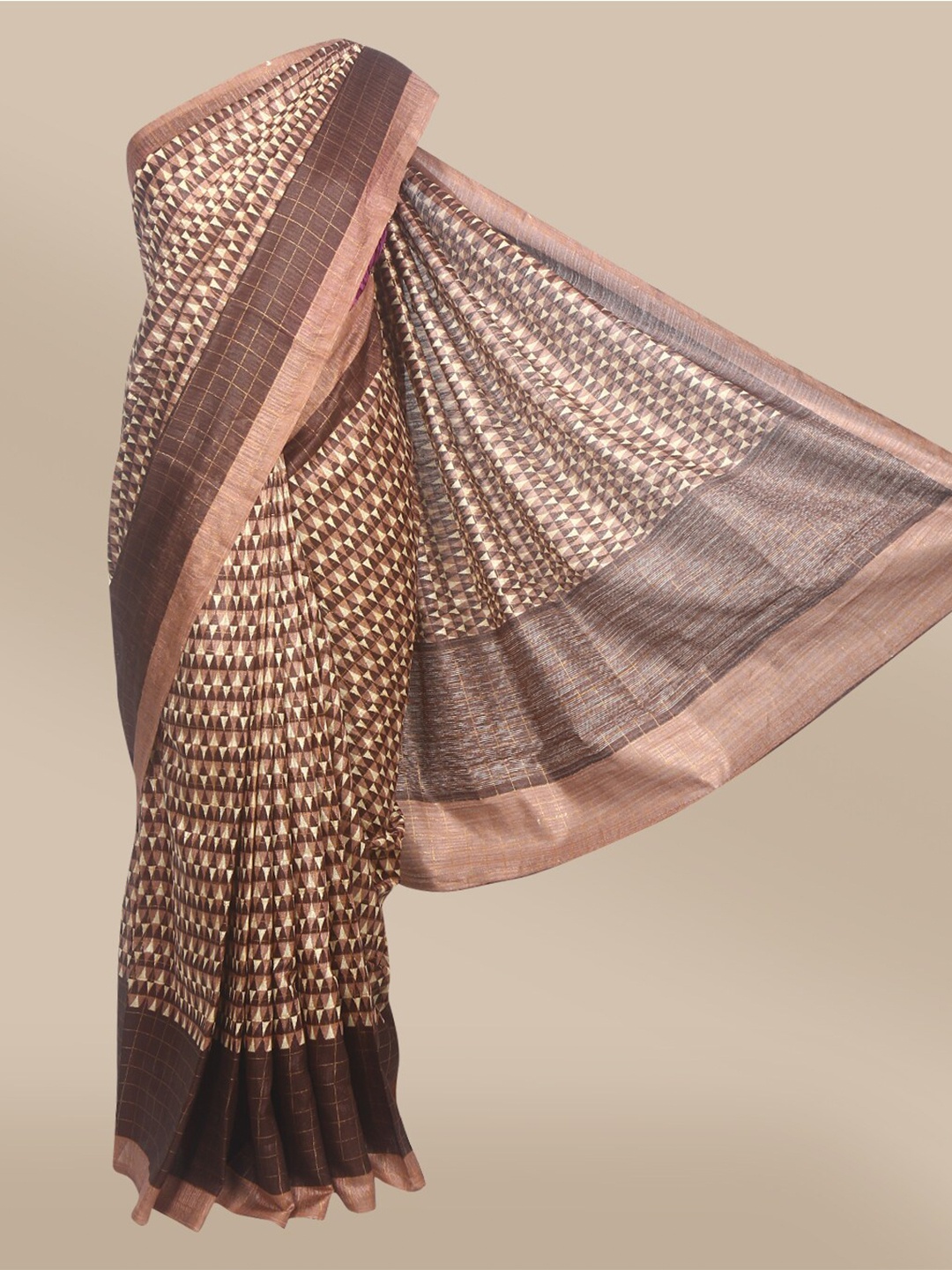 

The Chennai Silks Brown Geometric Printed Pure Cotton Saree