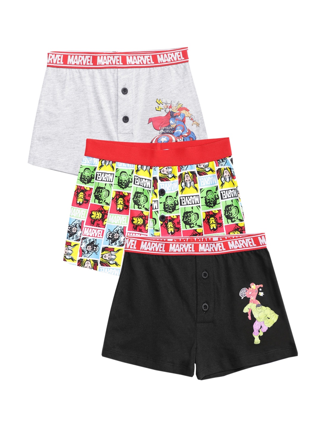 

Charm n Cherish Boys Pack Of 3 Assorted Pure Cotton Boxers CCBDBXO5, Black