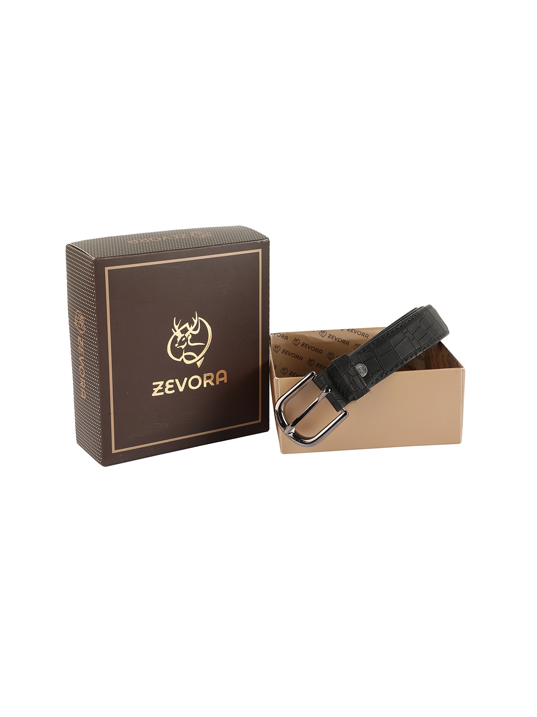 

ZEVORA Women Black Textured PU Belt