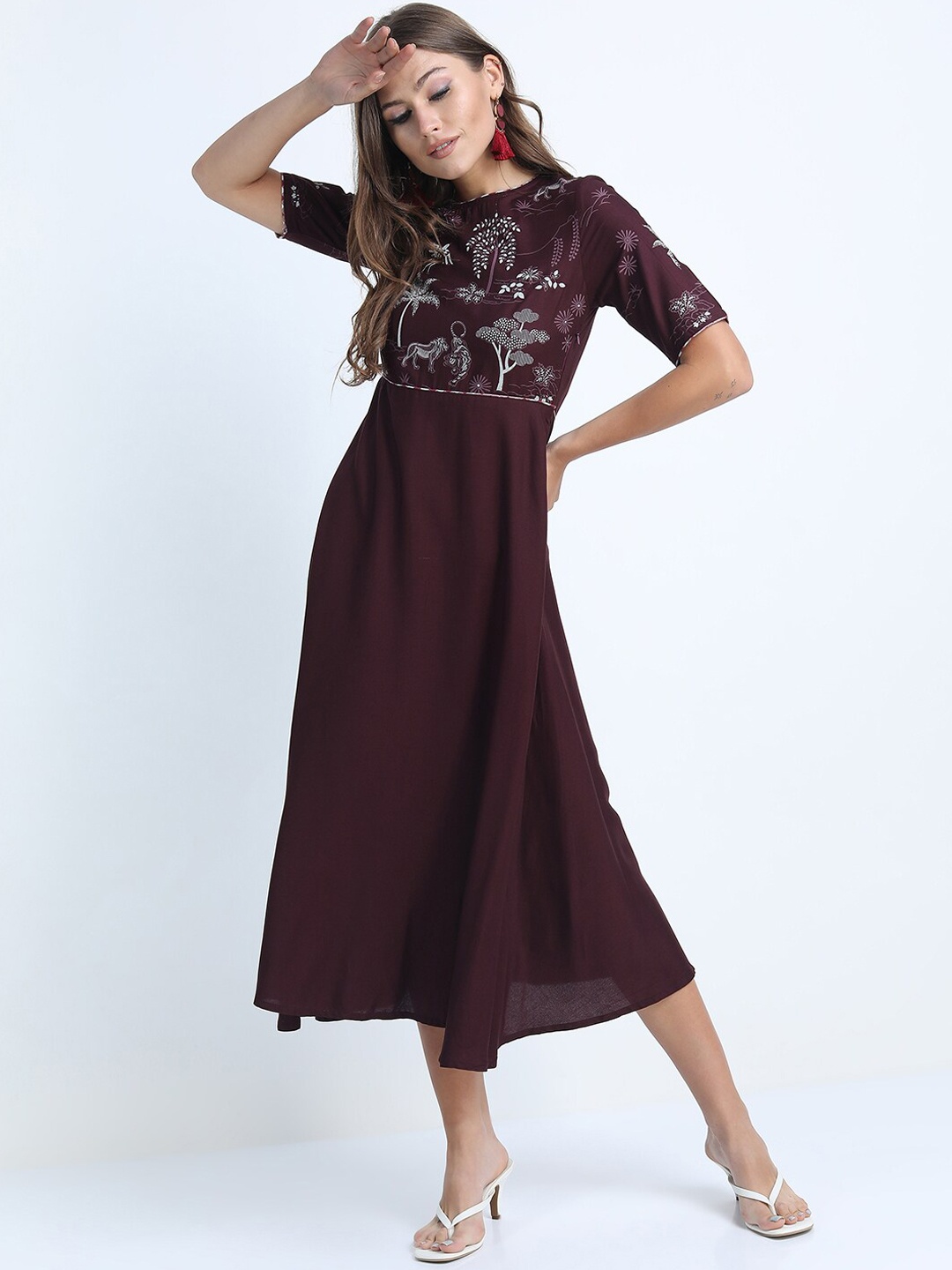 

Vishudh Women Mauve Printed Anarkali Kurta