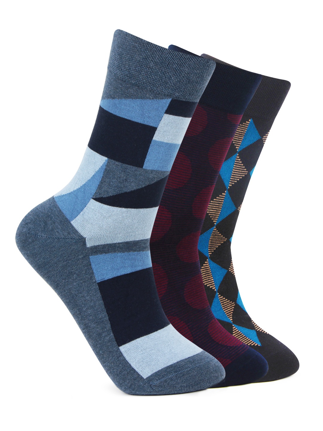 

Bonjour Men Pack Of 3 Assorted Calf-Length Socks