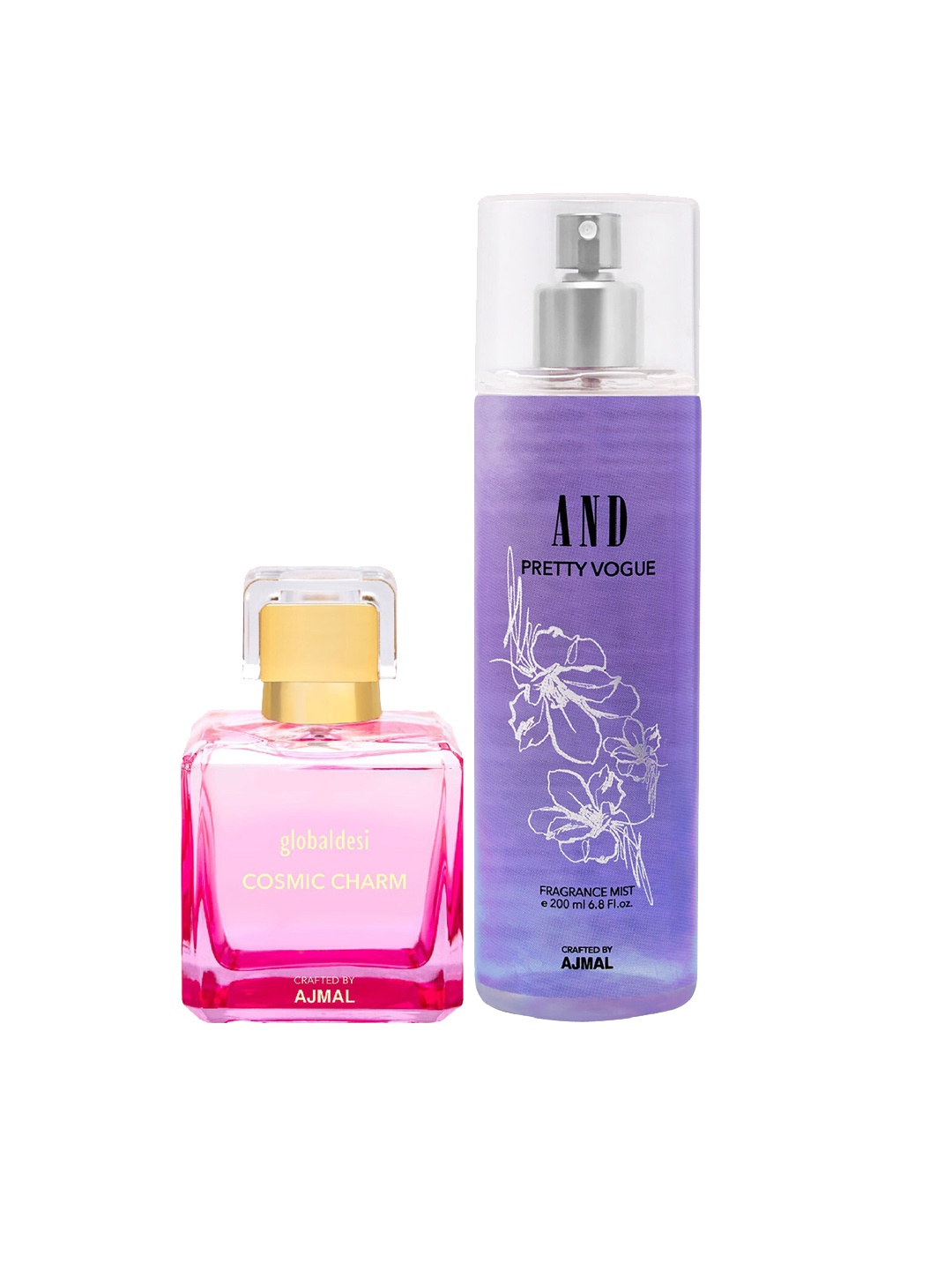 

Global Desi Pack of 2 Cosmic Charm & Pretty Vogue Body Mist Perfume With 2 Perfume Testers, Red