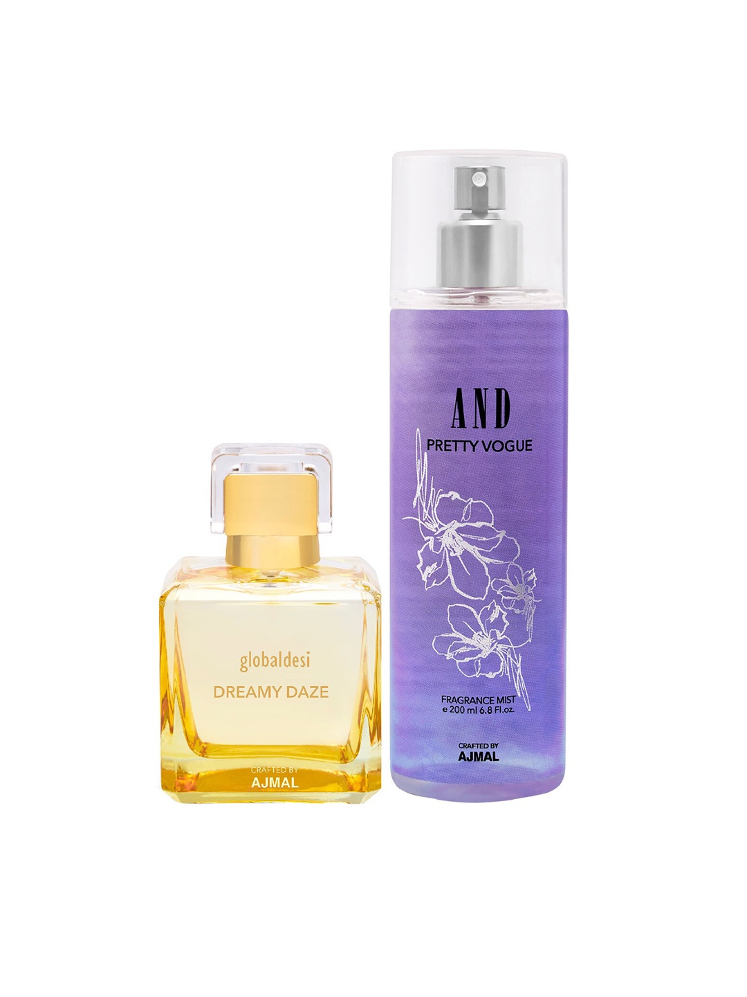 

Global Desi Set Of 2 Dreamy Daze Trance EDP & Pretty Vogue Fresh & Fruity Body Mist, Yellow