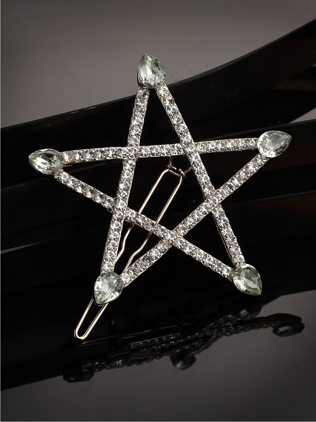 

PANASH Women Gold-Toned & White CZ Embellished Bobby Pin