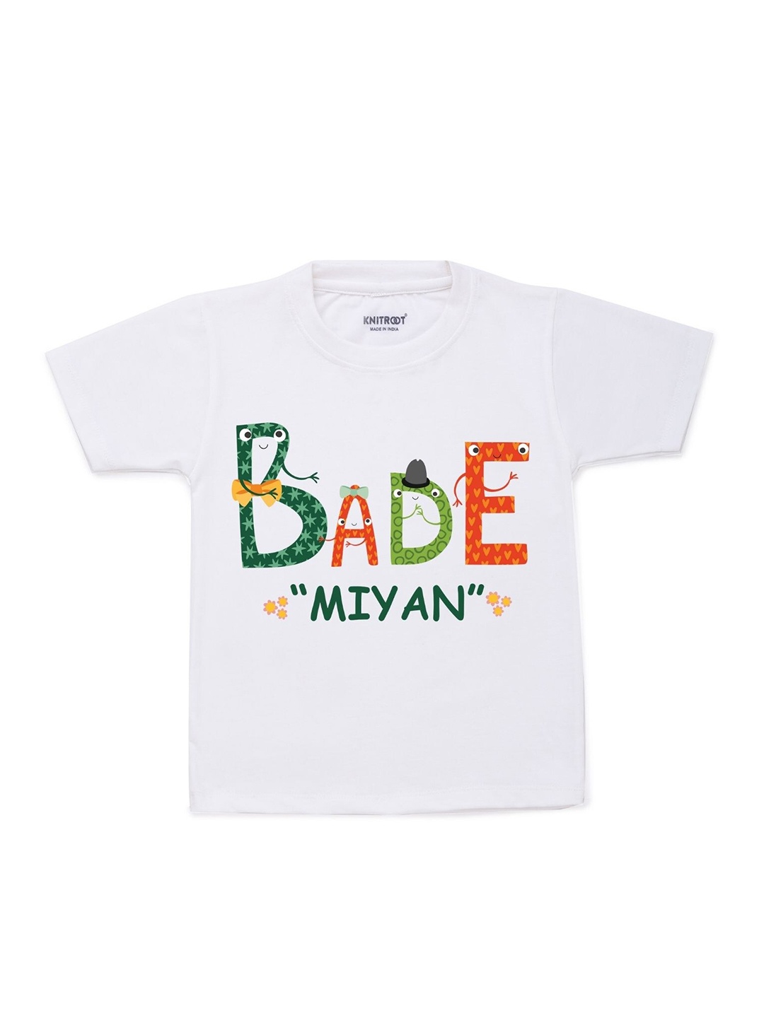 

KNITROOT Kids White Typography Printed Cotton Regular Fit T-shirt