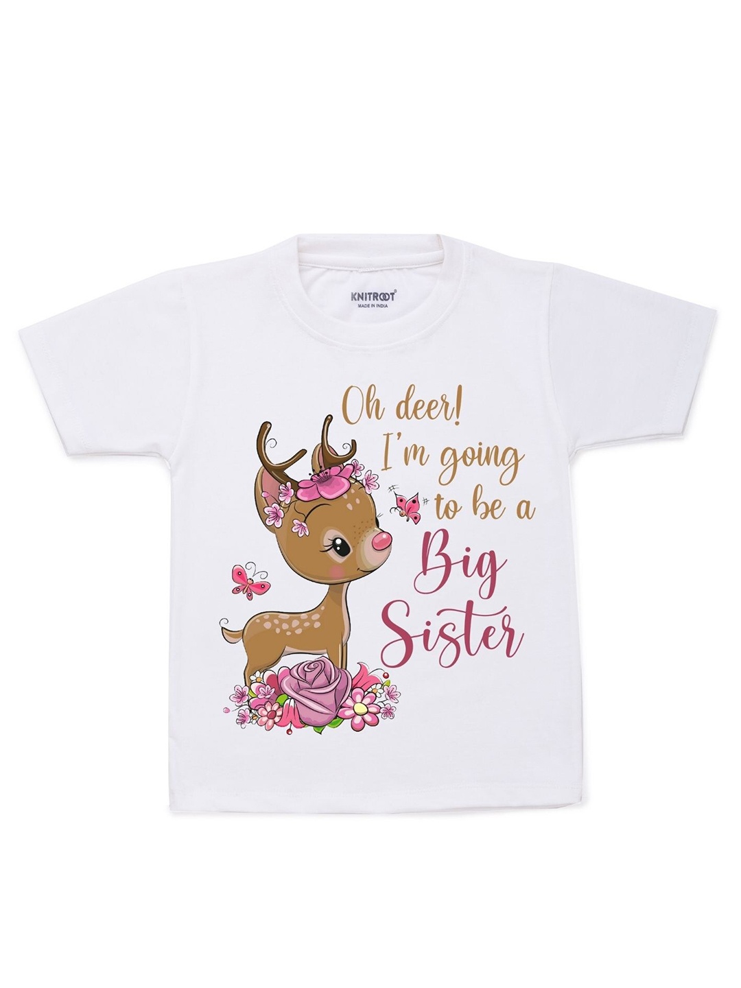 

KNITROOT Girls White Typography Printed Cotton T-shirt