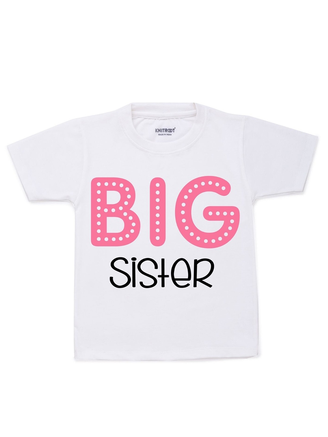 

KNITROOT Kids White Big Sister Printed T-shirt
