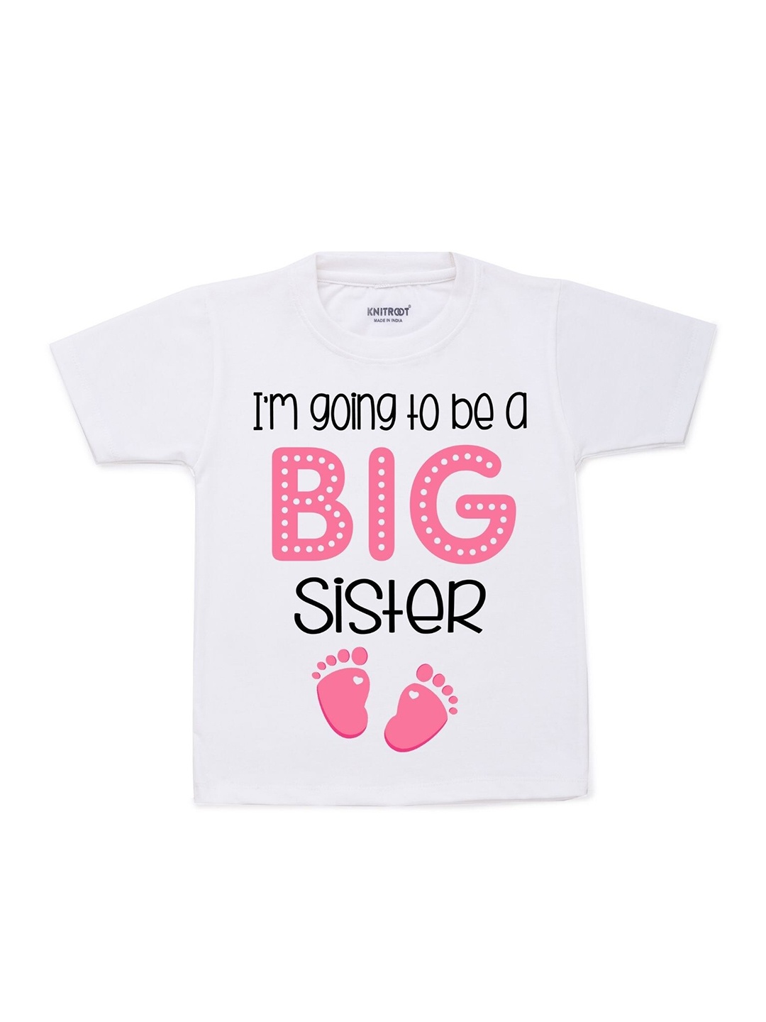 

KNITROOT Kids White Typography Printed T-shirt