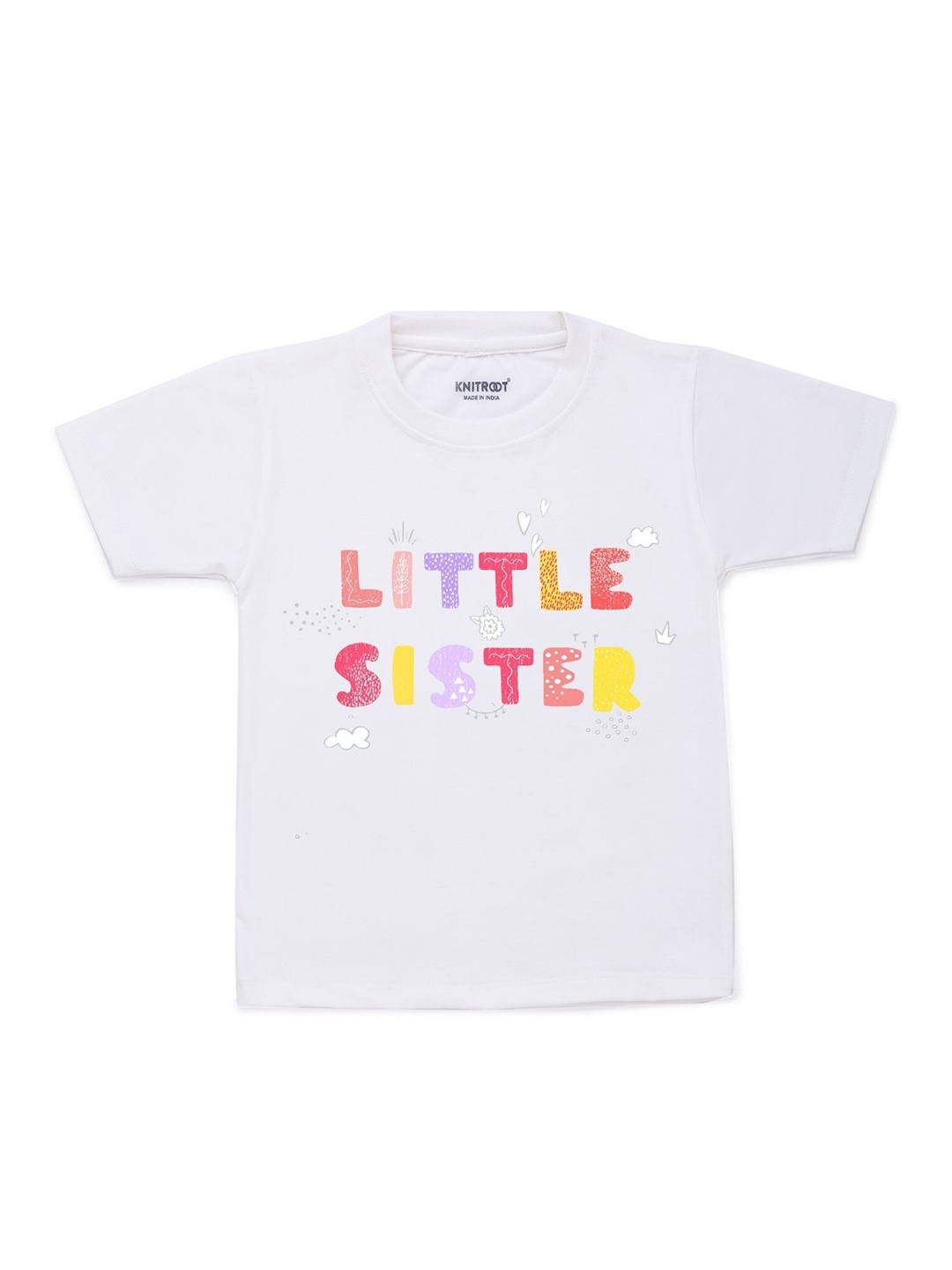 

KNITROOT Kids White & Pink Typography Printed Cotton T-shirt