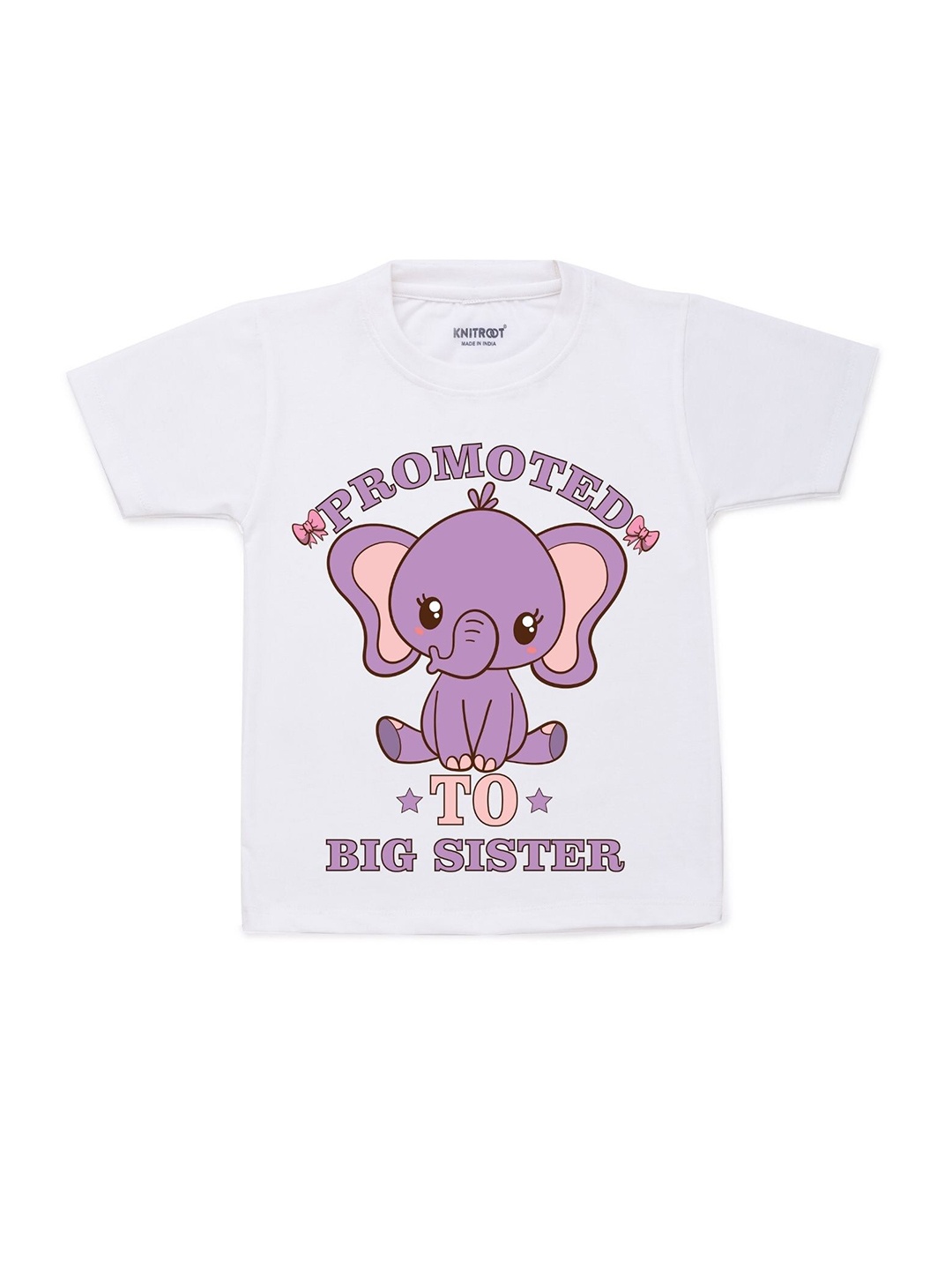 

KNITROOT Kids White Cotton Printed T-shirt