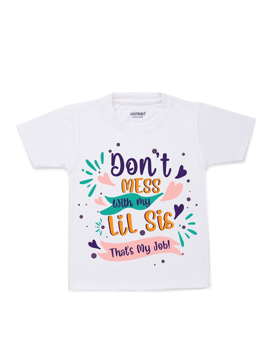 

KNITROOT Kids White & Purple Typography Printed Cotton T-shirt