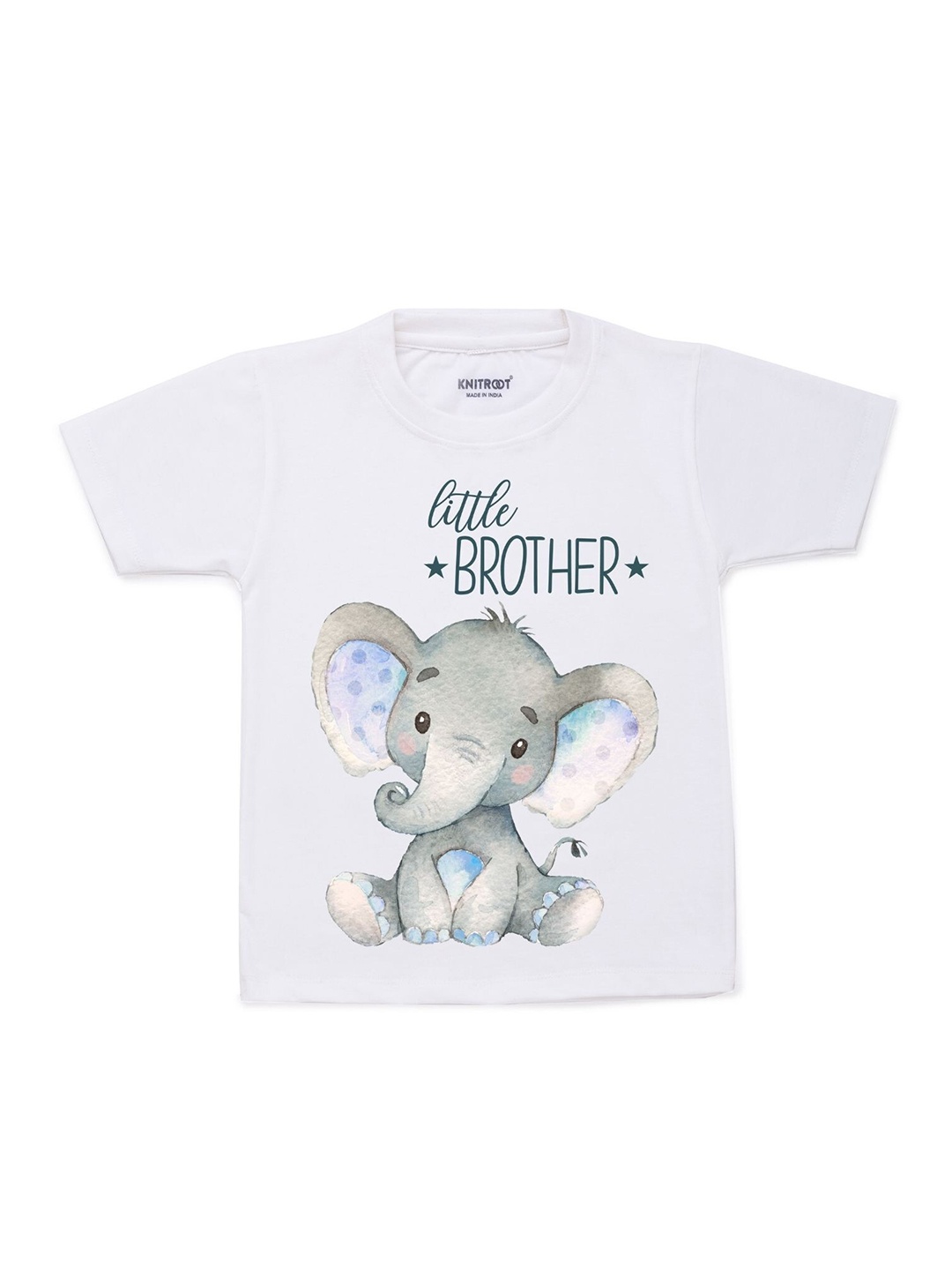 

KNITROOT Kids White Printed Cotton T-shirt