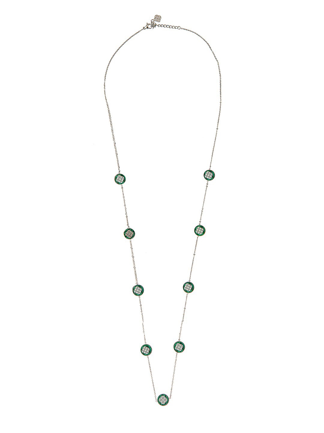 

Moon Dust Green & Silver-Toned Brass Silver-Plated Necklace & Earrings