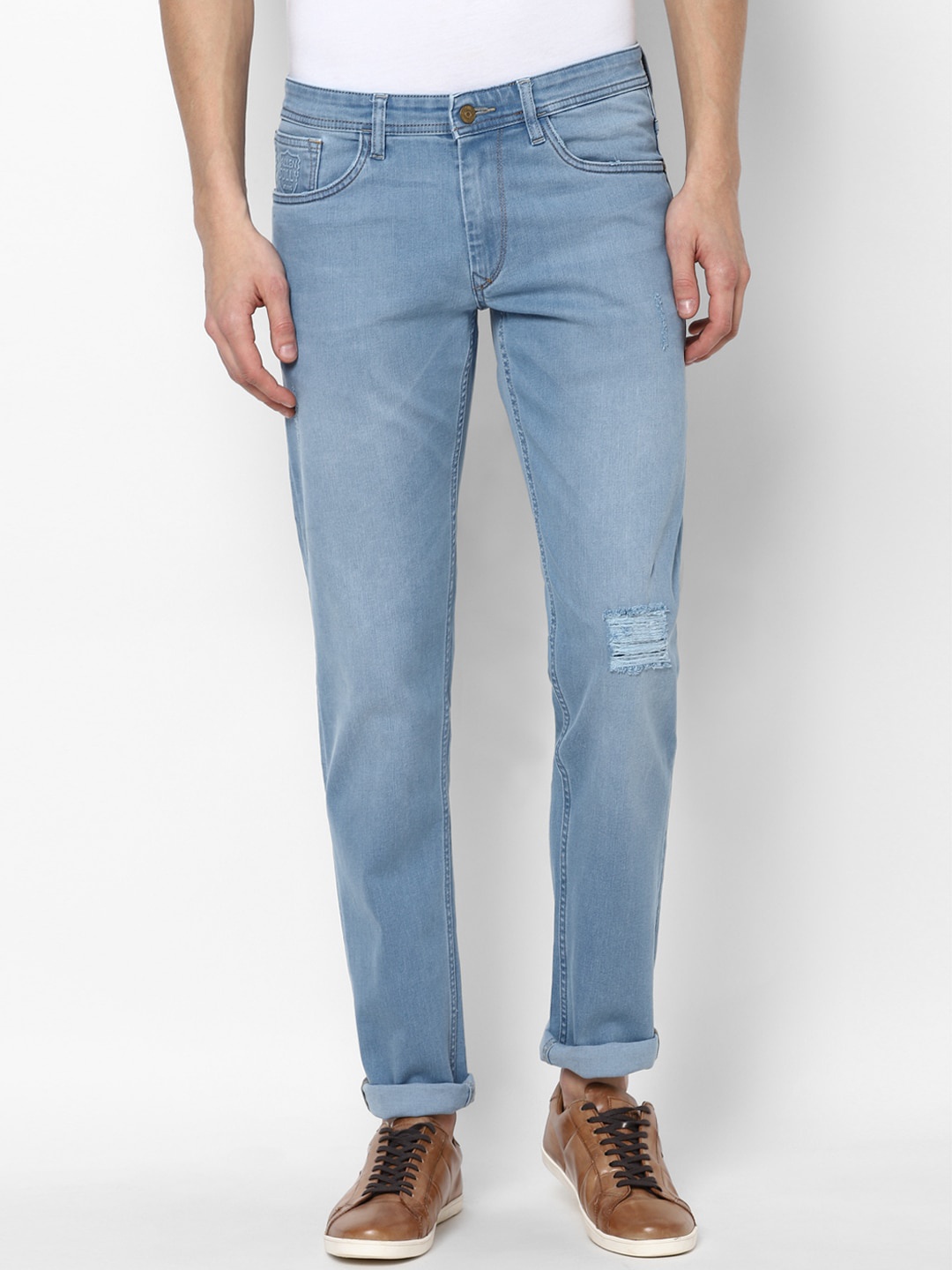 

Allen Solly Men Blue Mildly Distressed Light Fade Skinny Fit Stretchable Jeans