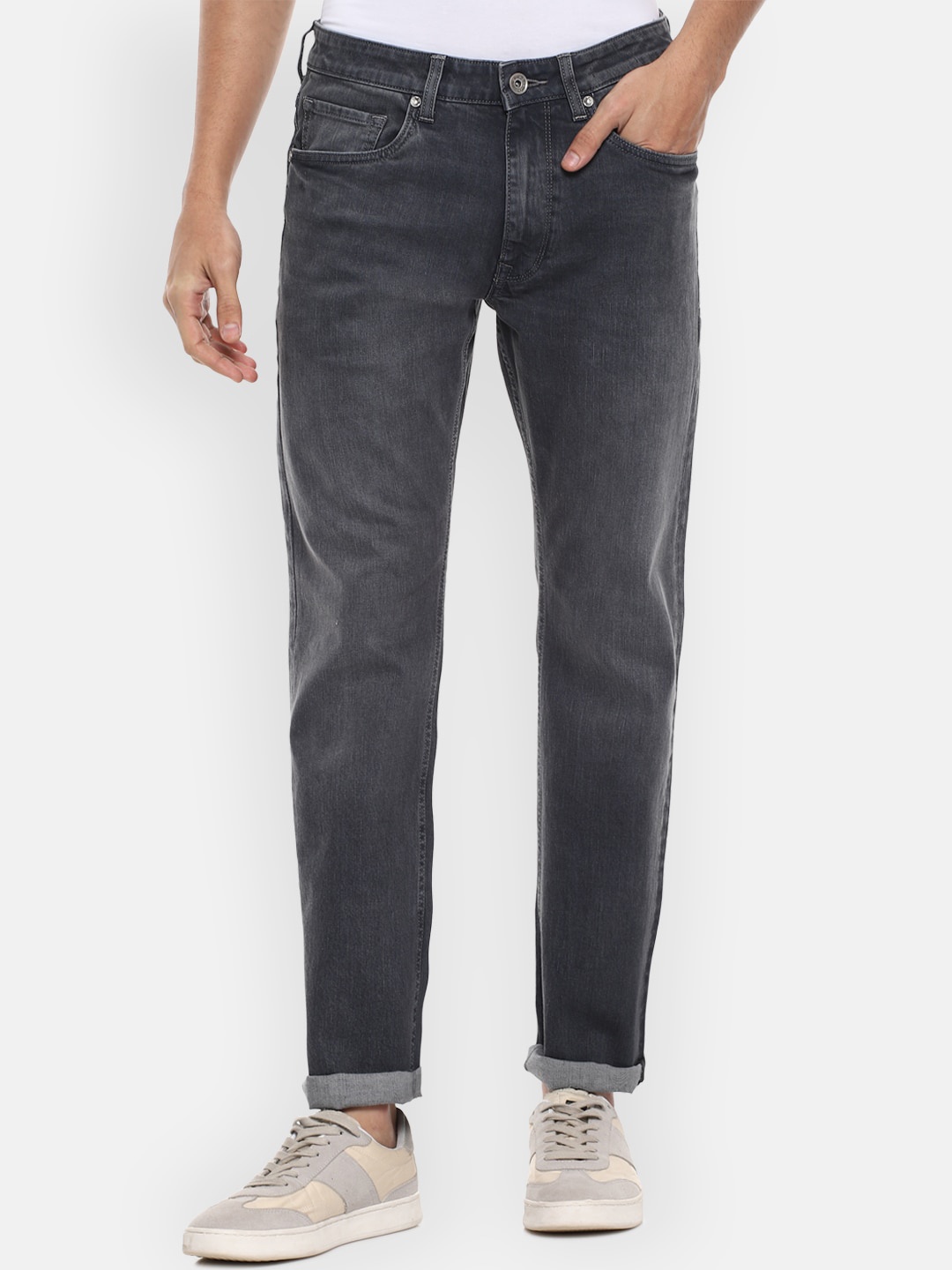 

Louis Philippe Jeans Men Grey Light Fade Regular Fit Jeans
