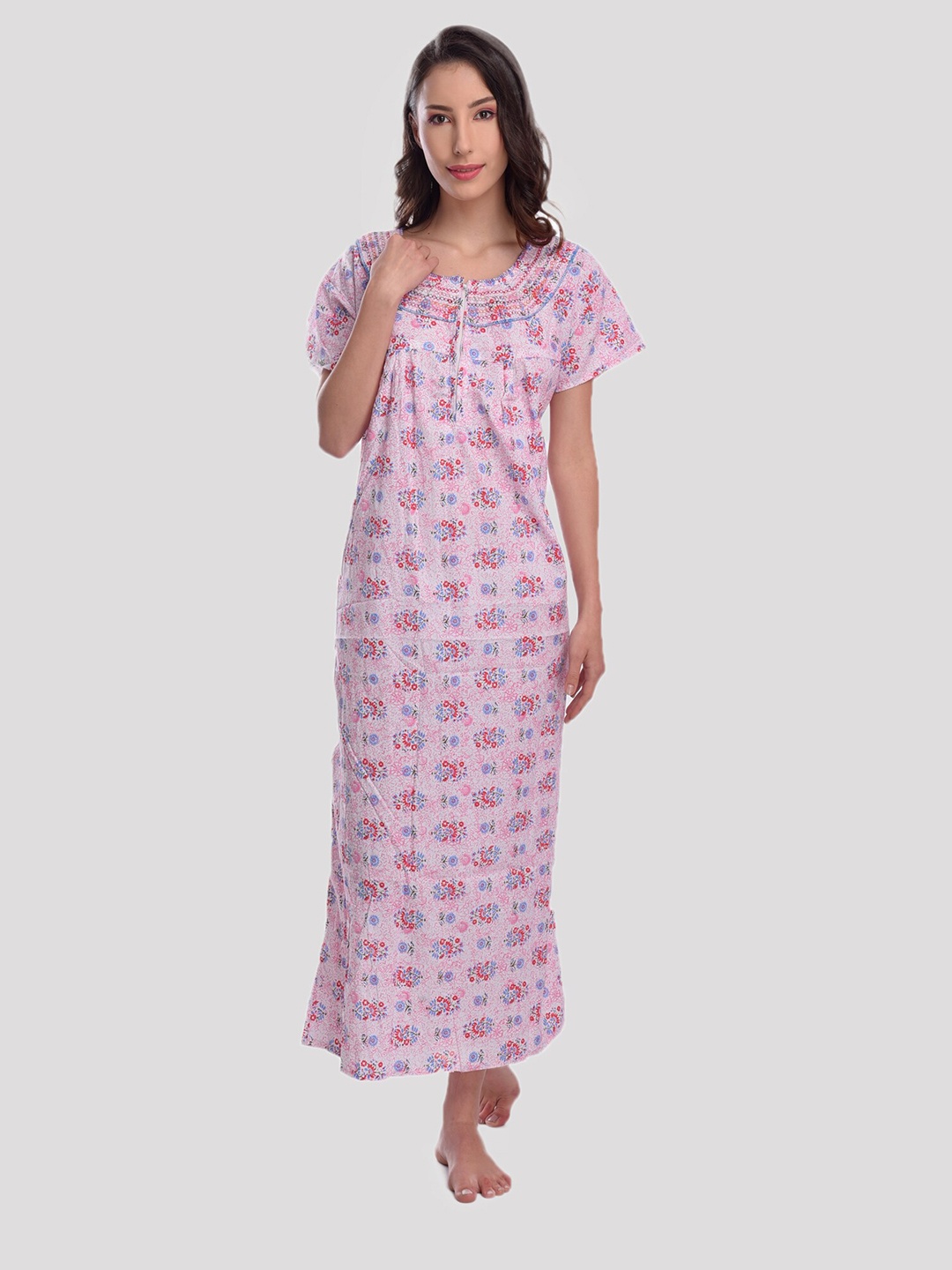 

CIERGE Pink Printed Maxi Nightdress