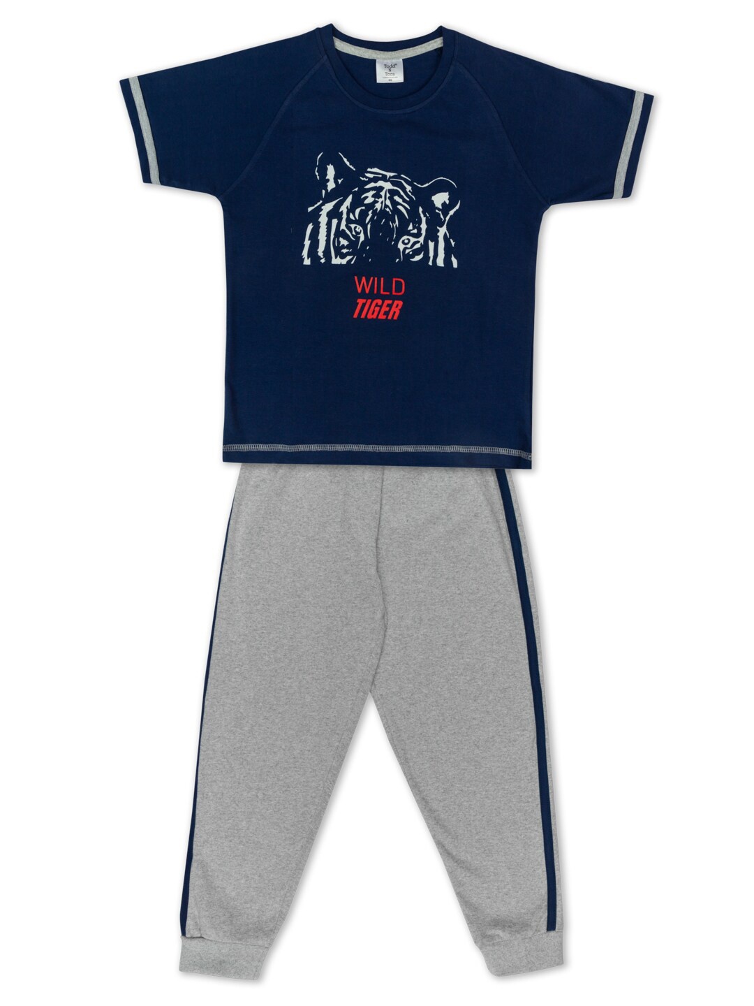 

Todd N Teen Boys Navy Blue & Grey Printed T-shirt with Joggers