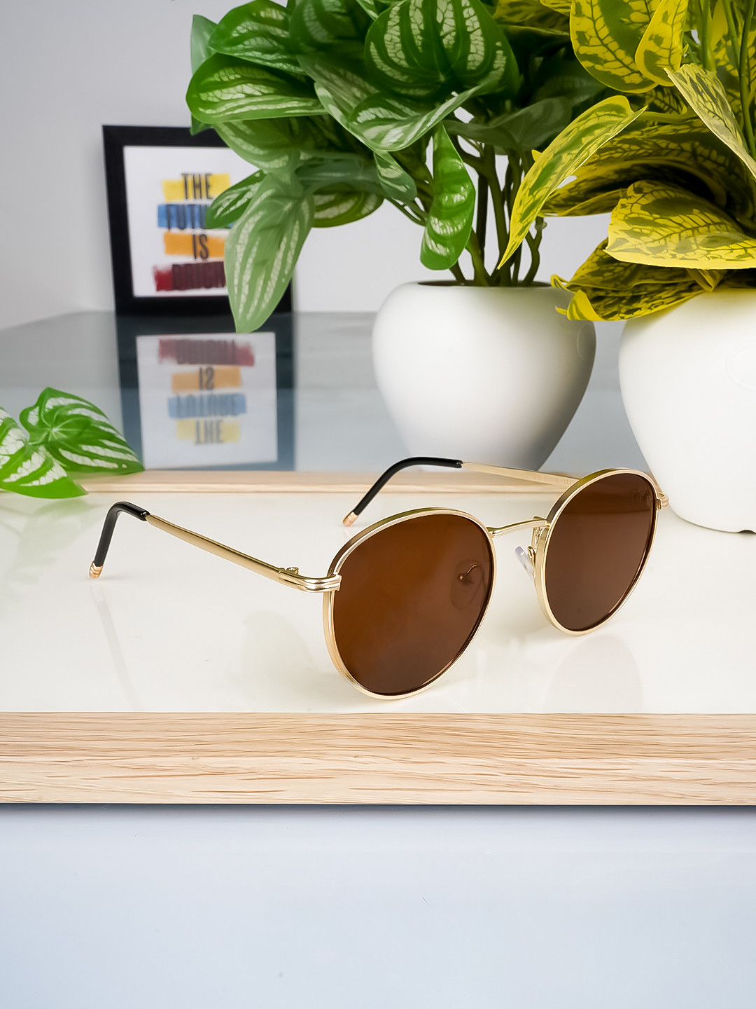 

Voyage Adult Brown Lens & Gold-Toned Round Sunglasses with UV Protected Lens 1915MG3623