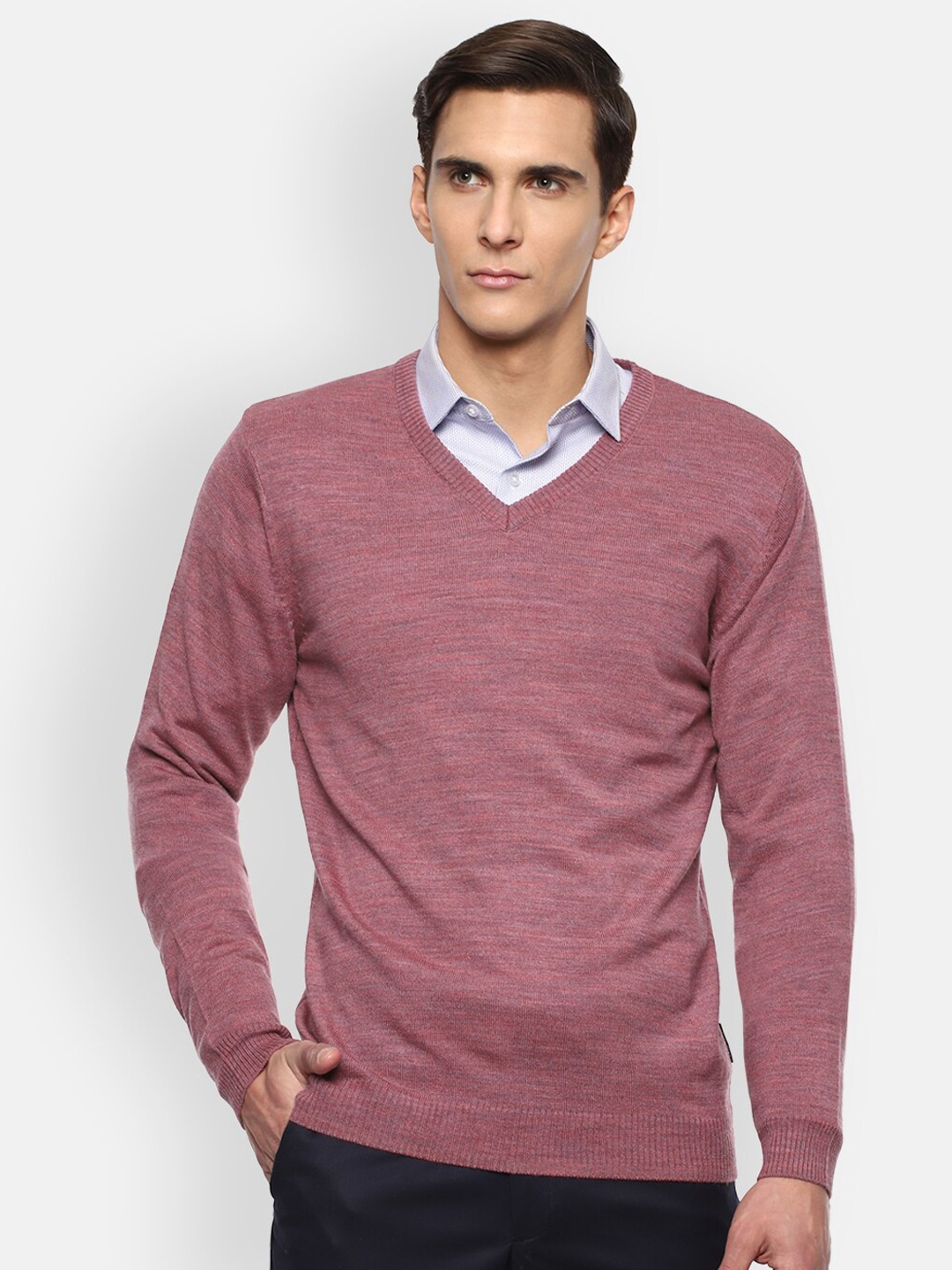 

Van Heusen Men Pink Melange Effect Pullover Sweater