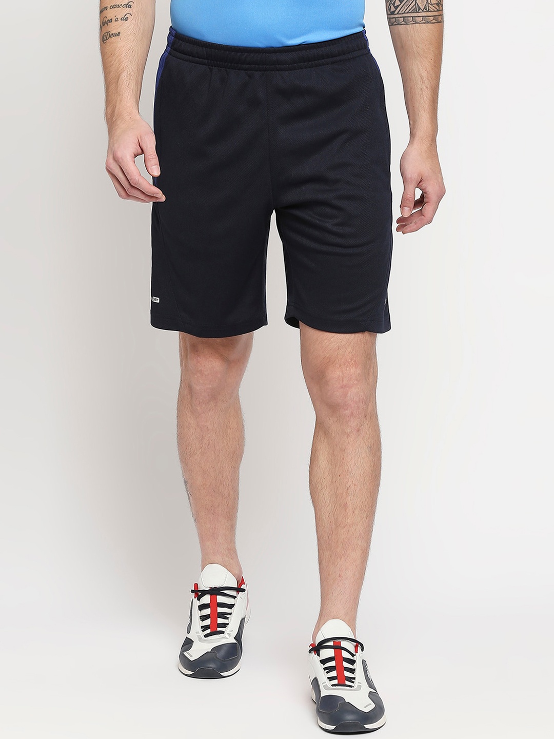 

Black Panther Men Navy Blue Solid Regular Fit Running Shorts