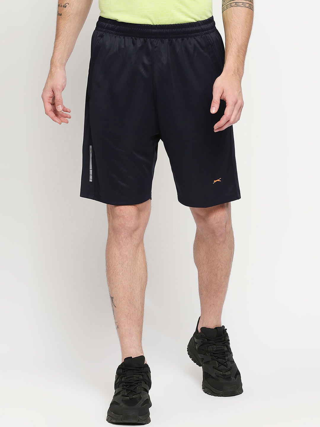 

Black Panther Men Navy Blue Solid Running Sports Shorts