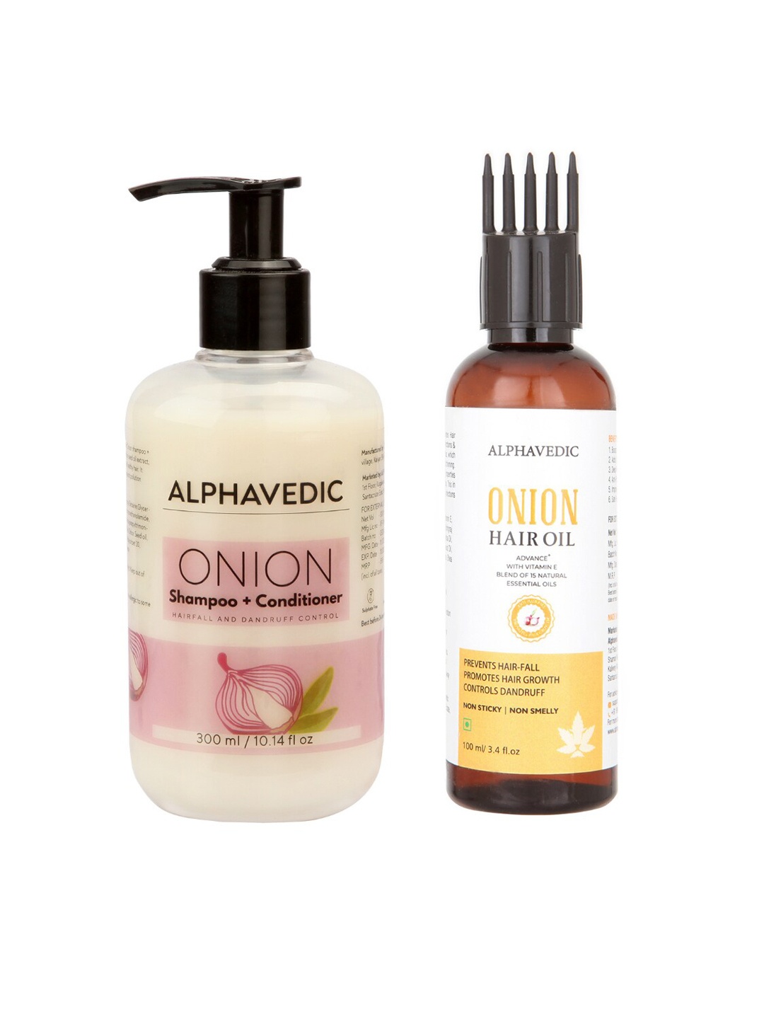 

ALPHAVEDIC Set of Onion Shampoo+Conditioner & Onion Hair Oil, Brown