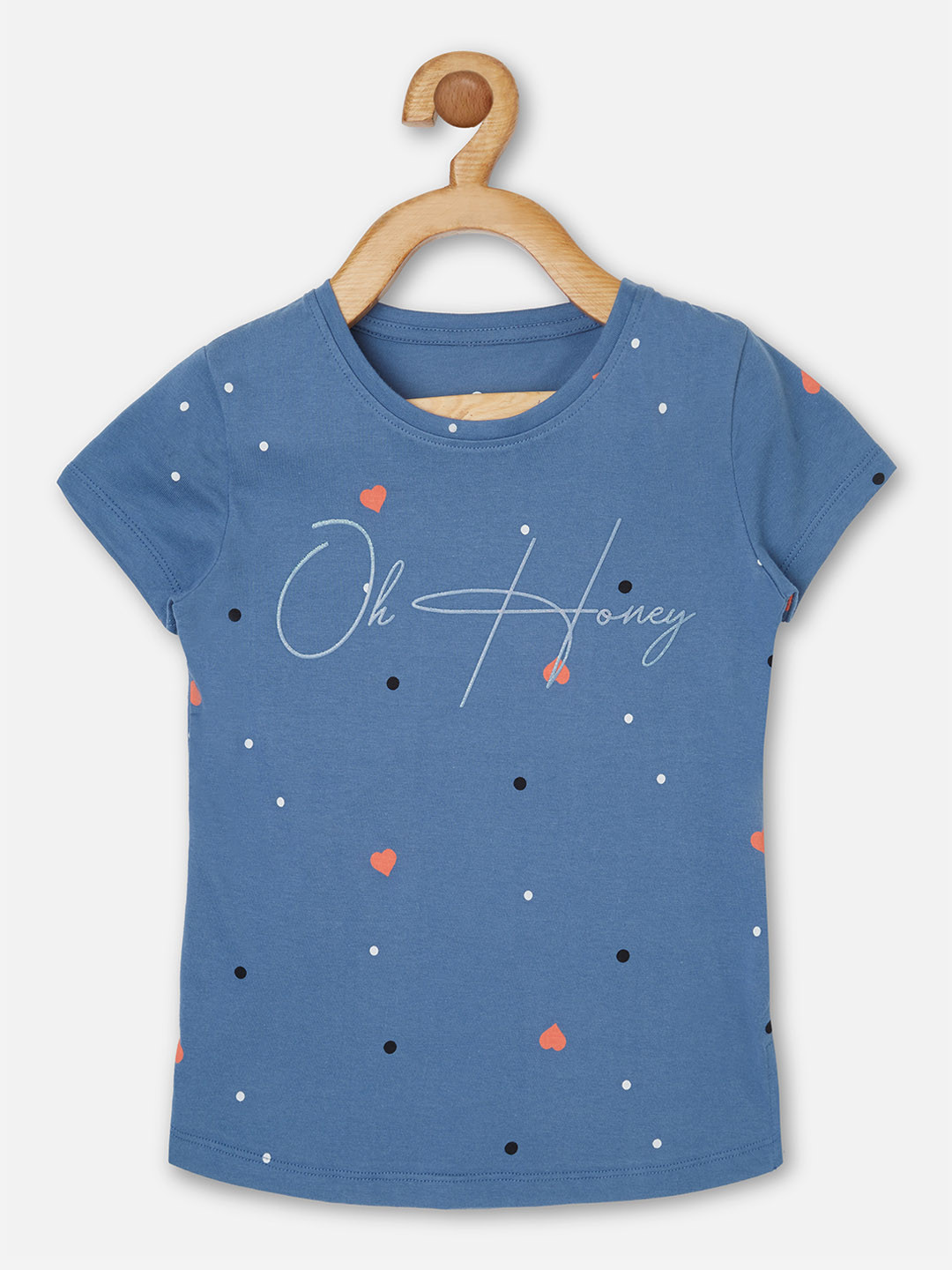 

Sweet Dreams Girls Blue Typography Printed T-shirt
